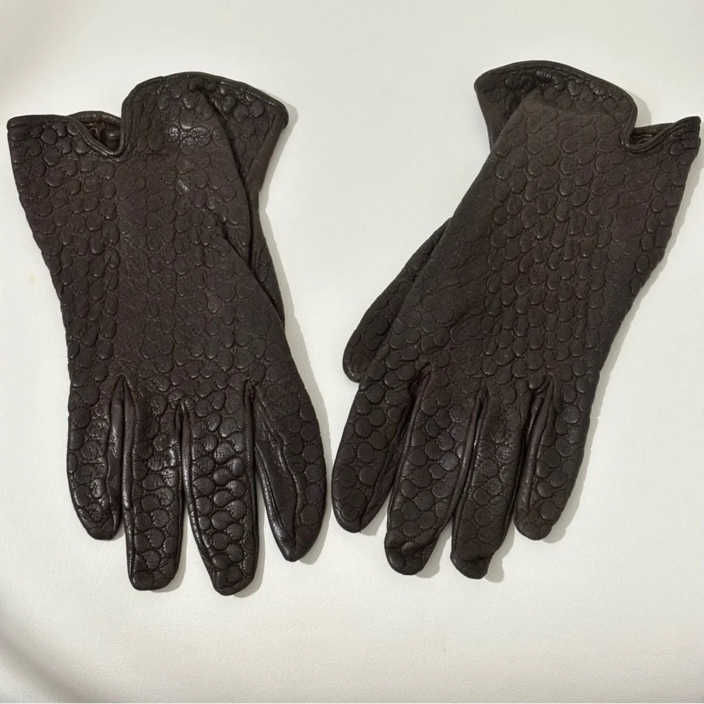 Vintage leather glove croc snake skin embossed size 6.5